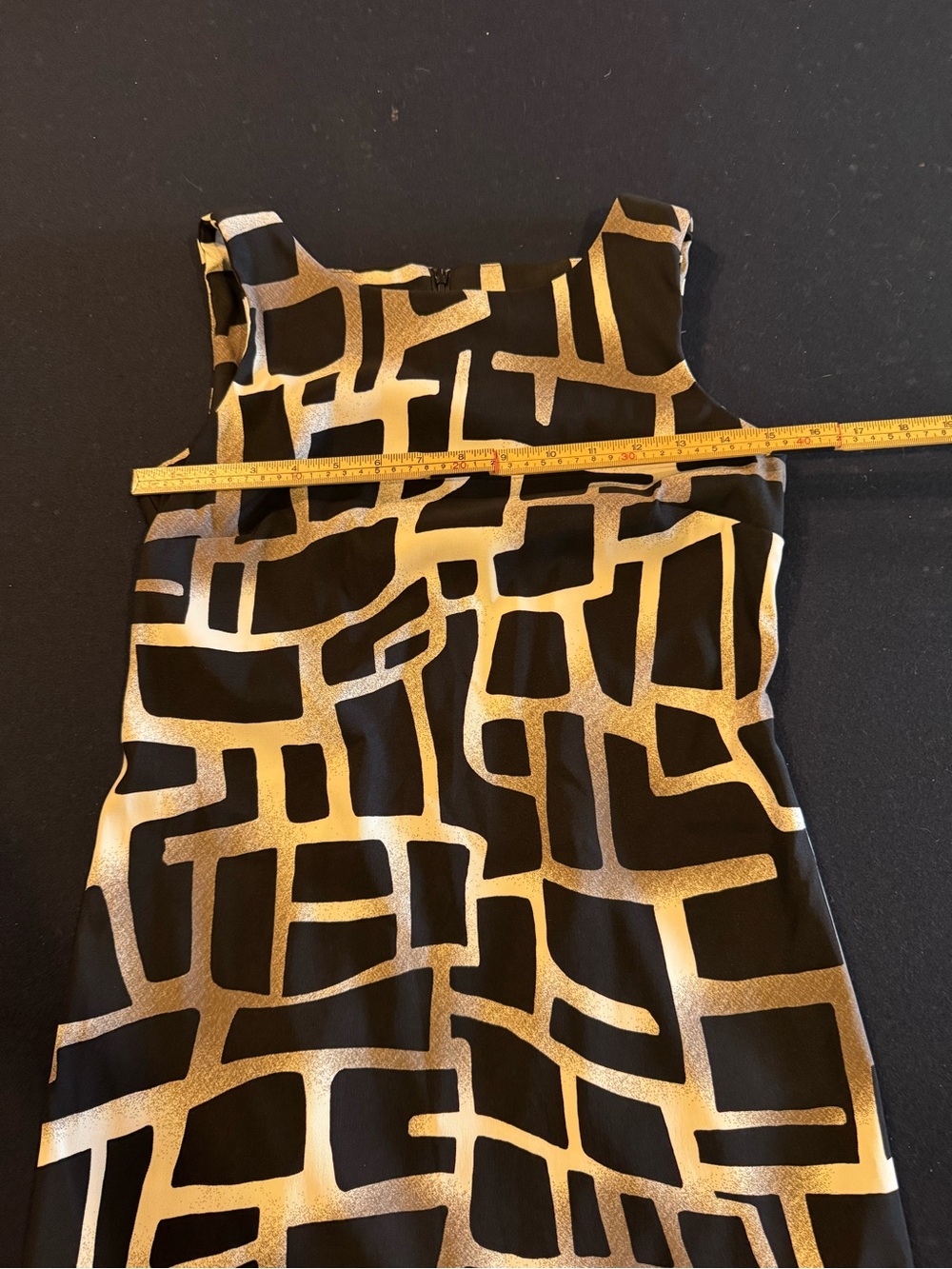AB Studio Black and Gold Geometric Midi Dress Sz 4 - Picture 2 of 9
